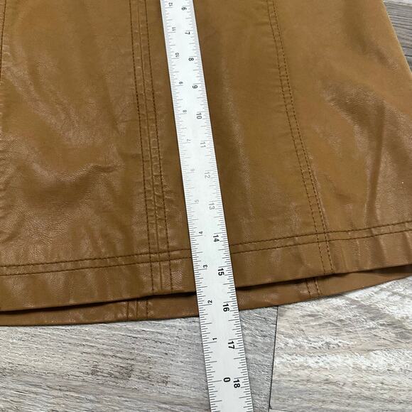 Free People Tan Womens 8 Back Zip Faux‎ Leather Winter Casual A-Line Mini Skirt - Picture 8 of 10